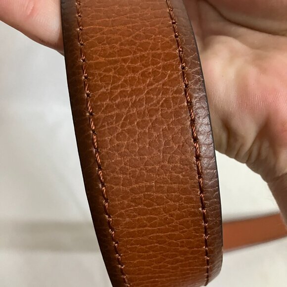 Goodfellow & Co Men's Large Tan With Stitch A Shiny Metal Buckle Leather Belt - Picture 9 of 9